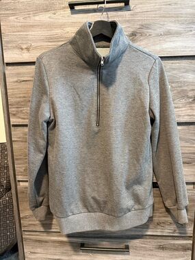 SHEIN Gray Zip-Up Mock Neck Sweater
